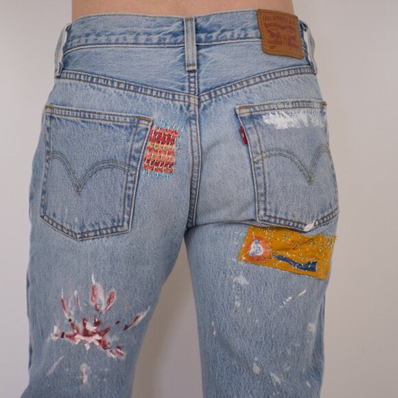 Levi’s 501 Women’s Jeans | Distressed Raw Hem | Upcycled One-of-a-Kind - Picture 5 of 5